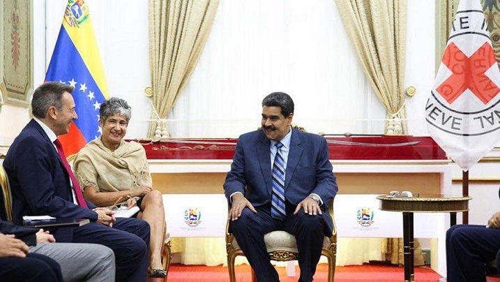 Nicolás Maduro presidente Venezuela y Peter Maurer de Cruz Roja.