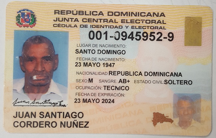Juan Santiago Cordero Núñez ingresado en Emergencia HMVS.
