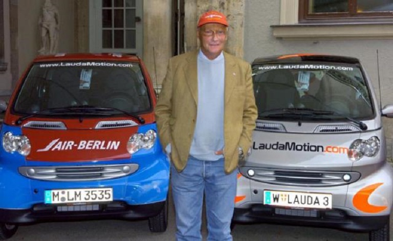 El expiloto de Fórmula Uno Niki Lauda durante la presentación de servicio de alquiler de vehículos.