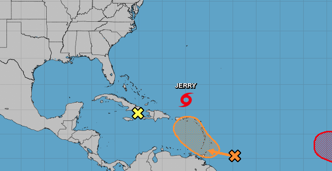 Jerry se degrada a tormenta tropical.