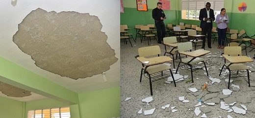  Estudiantes resultaron levemente heridas al despalmarse empañete del techo de su escuela. (Foto externa)