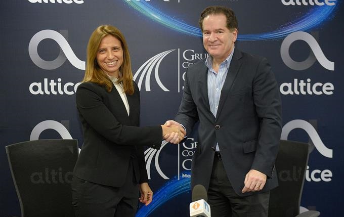 Ana Figueiredo ejecutiva de Altice Dominicana y Manuel Corripio presidente del Grupo de Comunicaciones Medios Corripio.(Foto externa)