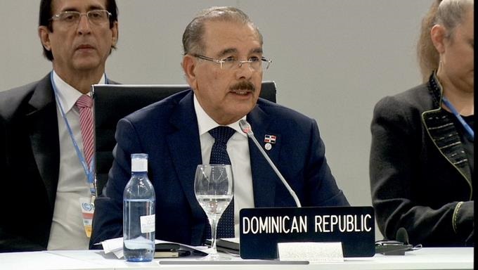 Presidente Danilo Medina en su discurso en la Cumbre Climática.(Foto externa)