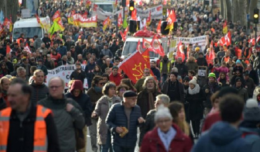 Una protesta contra la reforma de las pensiones celebrada en Toulouse, en el sur de Francia.