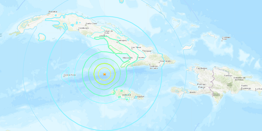 Sismo de magnitud 7,7 entre Cuba y Jamaica.