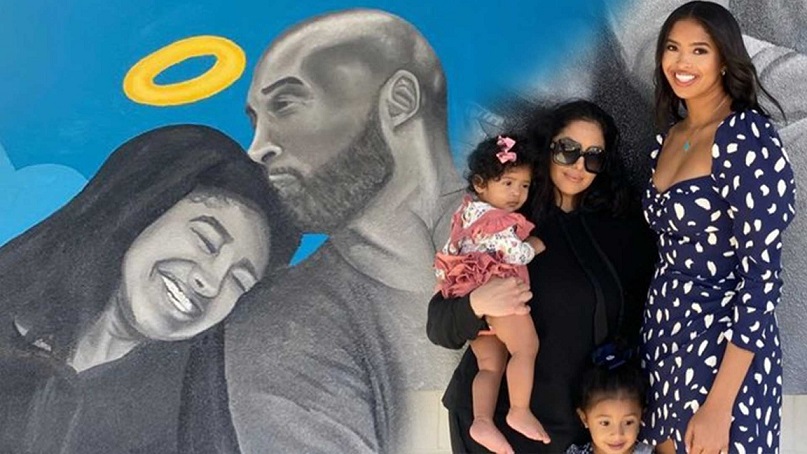 Vanessa Bryant publica primera foto familiar tras accidente, junto al mural con la imagen de Kobe y Gianna. (Foto: Instagram Vadessa)