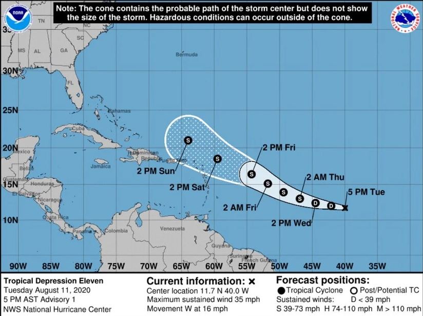 Se forma tormenta tropical 11 en el Océano Atlántico.