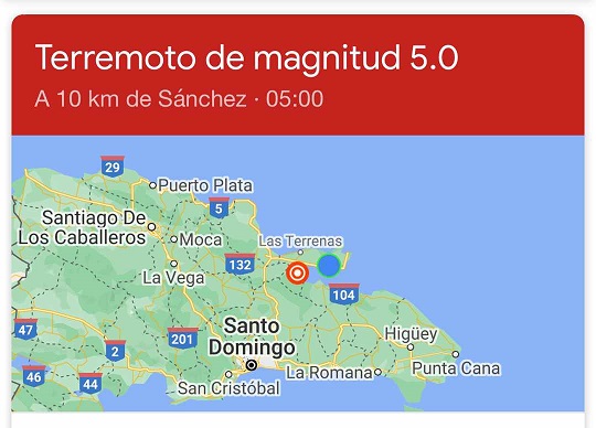 Registran temblor de magnitud 5 en Samaná