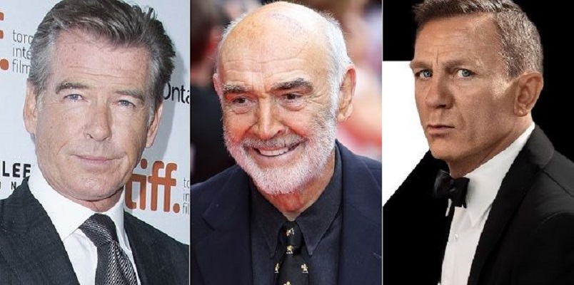 Pierce Brosnan (Arthur Mola; Gtres), Sean Connery (Pete Goddard, Splash News, Gtres), Daniel Craig (cortesía de Universal)