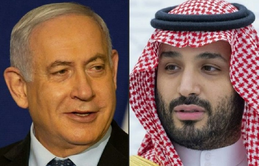 Primer ministro israelí Benjamin Netanyahu (izq) y el príncipe heredero saudí Mohammed bin Salman.