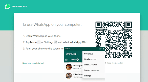 Vista de Whatsapp Web.