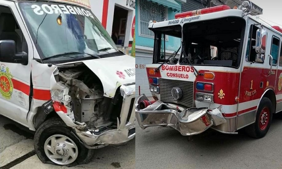 Ambulancia accidentada durante simulacro de terremoto en SPM.