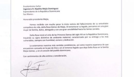 Carta enviada por el expresidente a Hipólito Mejía.