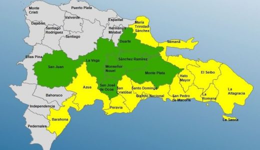 Provincias en alerta amarrilla y verde debido a los efectos de la tormenta Fiona que estarán afectando el territorio nacional.
