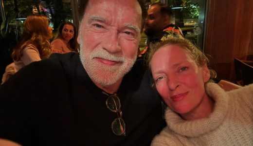 Actores Arnold Schwarzenegger y Uma Thurman.